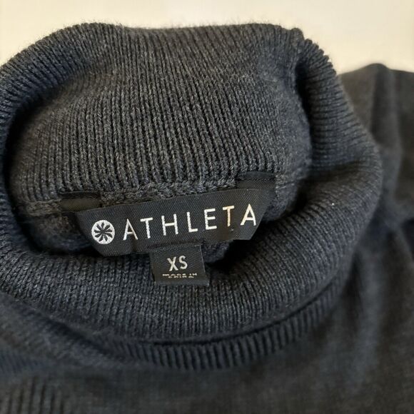 Athleta Mesa Hybrid Sweater Dress Merino Wool Turtle Neck Charcoal Gray Size XS - Picture 13 of 15